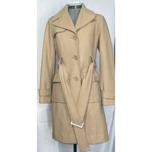 Kenneth Cole Reaction Coat Camel Wool blend Belted Size 6